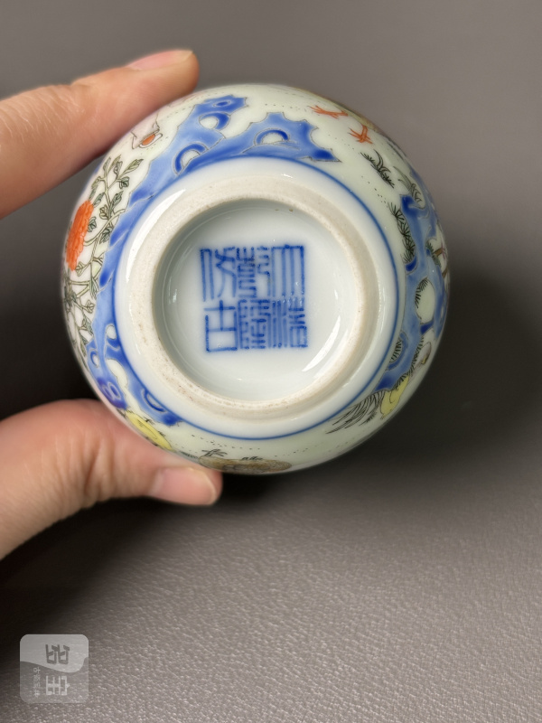 民国 粉彩诗文鸡缸杯 - 图11